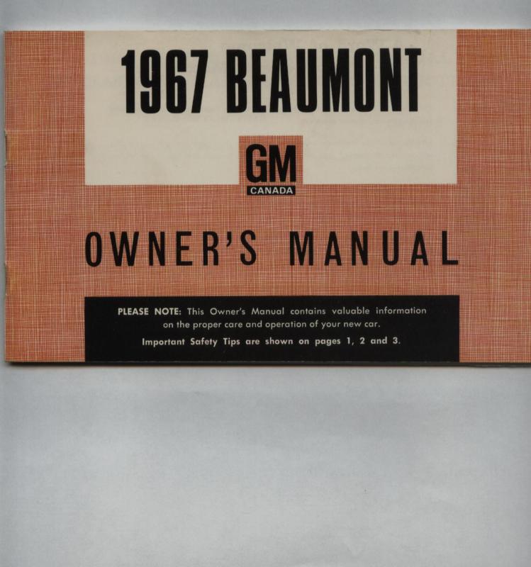 1967 beaumont (pontiac of canada)  owners  manual, new, unreserved