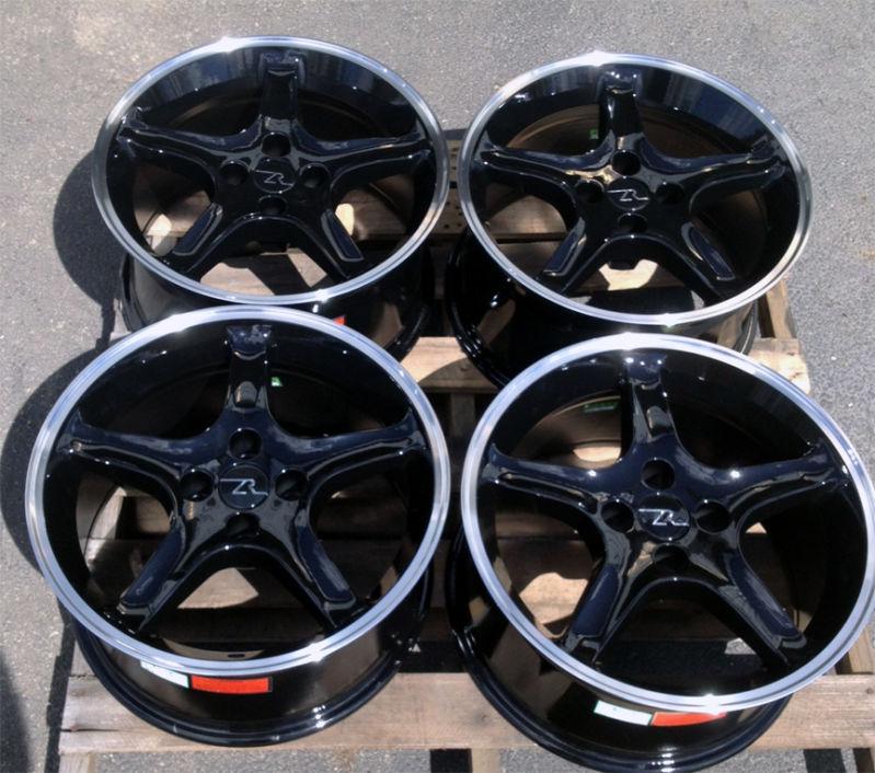 Black mustang ® cobra r wheels 4 lug 1987-1993, 17 inch rims 17x9 1988 1989 1990