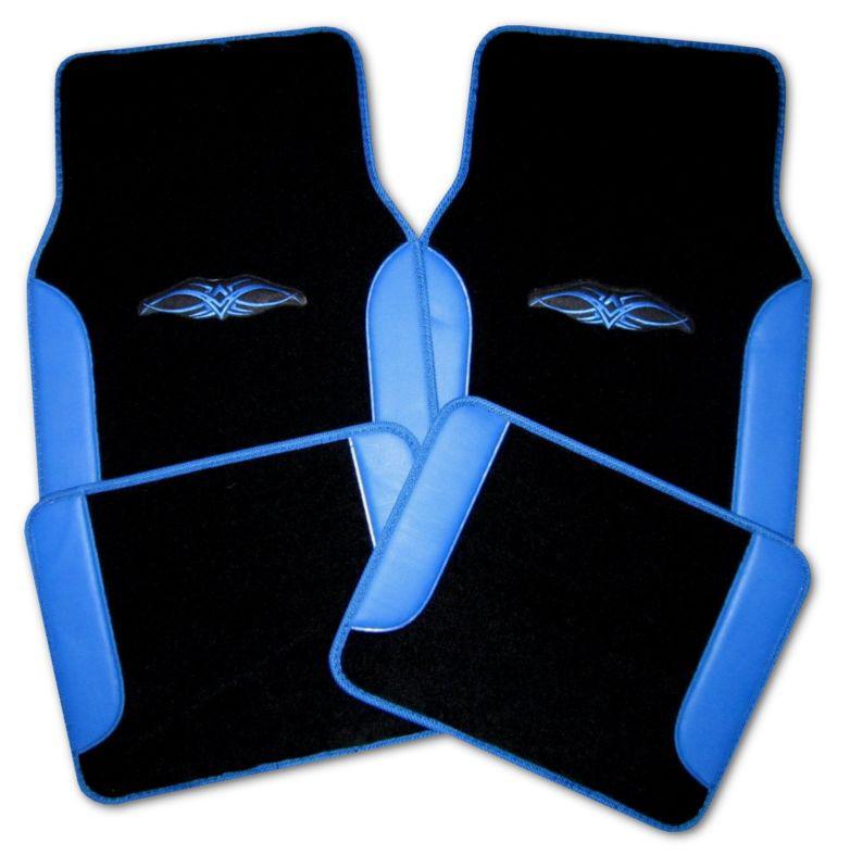 New vinyl carpet two-tone blue black car truck new logo floor mats set #2