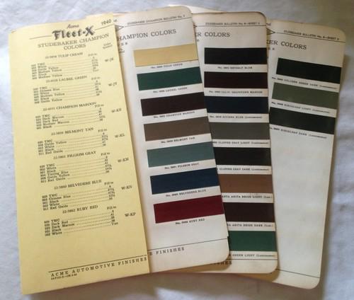 1940 studebaker paint chip color chart~starlight~champion~commander~original!