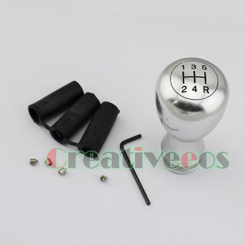 New 5-speed metal silver manual car gear shift knob universal mt shifter lever