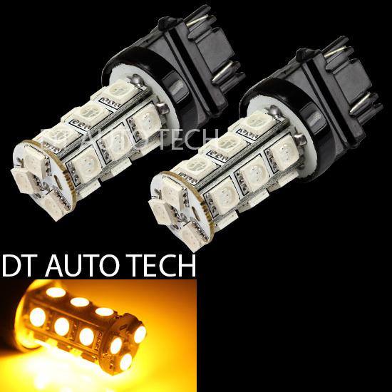 Amber 3157/3156 smd 18-led stop/brake signal light bulbs/bulb