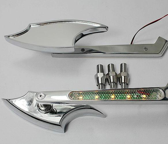 Chrome led turn signals mirrors for harley honda kawasaki suzuki yamaha