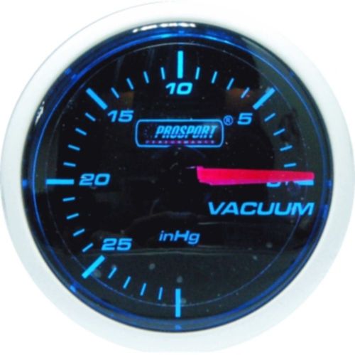 Prosport 52mm blue &amp; white led smoke face mechanical vacuum gauge psi