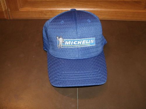 Michelin, blue hat, l-xl flex fit, dirt bike motorcycle on back,