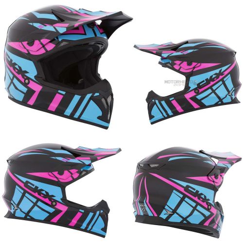 Mx helmet ckx tx-696 rival pink/turquoise small off road motocross dirt bike