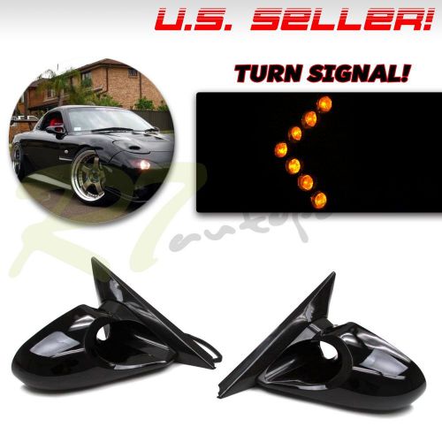 Fit 97-00 mitsubishi mirage 4dr side power mirrors yellow led turn signal arrow