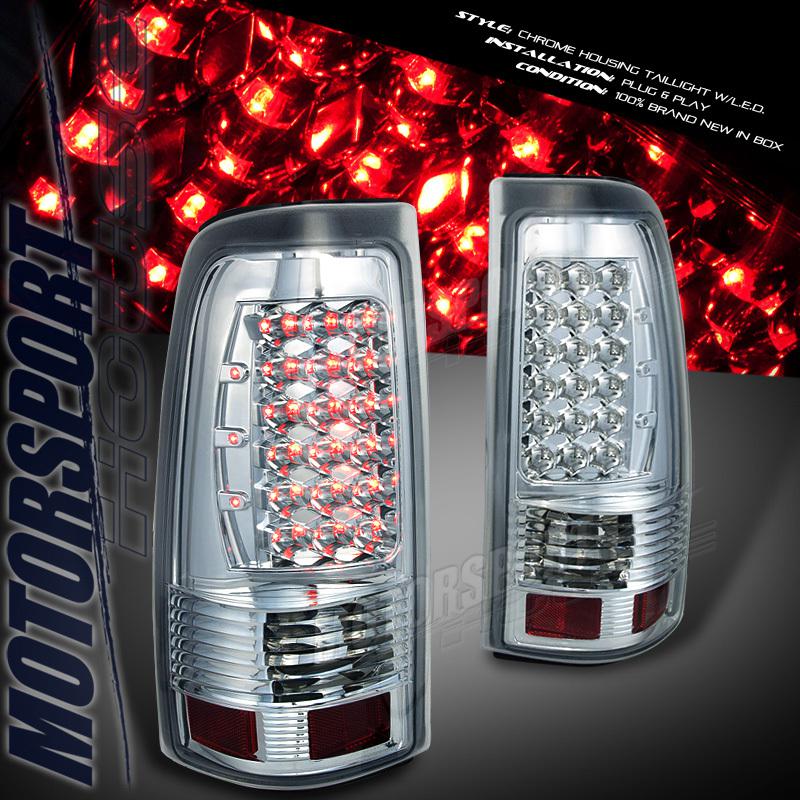 2003-2006 chevy silverado pickup 1500 2500 chrome clear led taillights lamps l+r