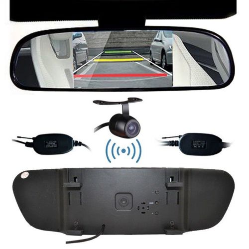 5&#034; car tft lcd monitor mirror+wireless reverse car rear view backup camera kit