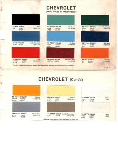 1966 1967 1968 1969 1970 chevrolet trucks van pickup 68 paint chips 68 dupont 6