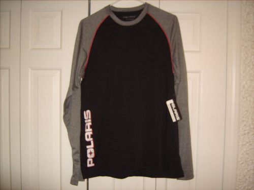 Oem polaris men’s black &amp; gray sport long sleeve t-shirt size medium