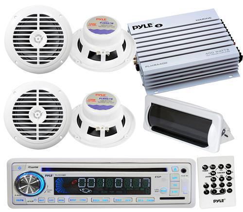 Complete boat package cd usb mp3 4 speakers 400 watt 4 ch amplifier &amp; cover