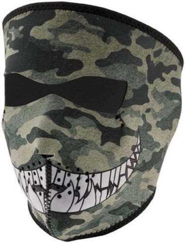 New zan headgear camo with teeth adult neoprene full-mask, green, one size