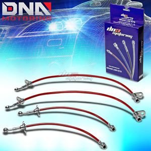 For 00-03 honda s2000 ap1 s2k red stainless steel hose braided brake line kit