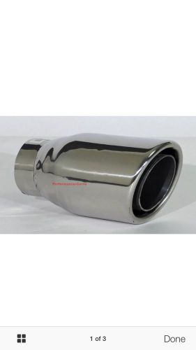 Stainless steel exhaust tip dw rolled round 2&#034; inlet - 3&#034; outlet - 6&#034; long