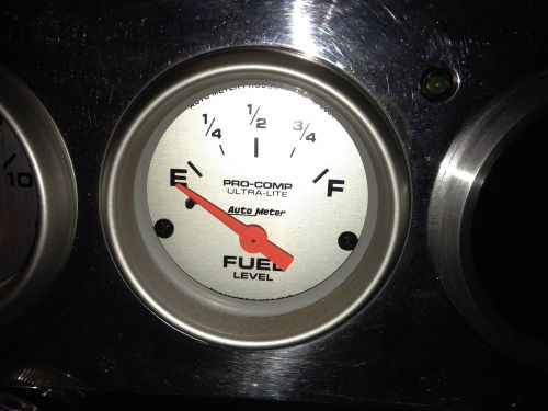 Autometer ultra-lite electrical fuel level gauge 2 1/16&#034; dia silver face 4317