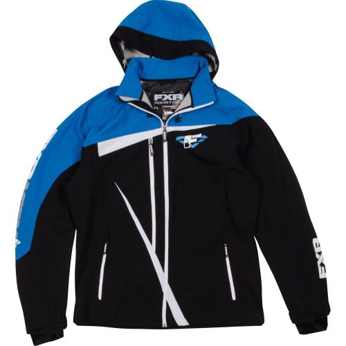 Fxr mens vertical softshell black/blue  hoodie  jacket coat- large or xl - new