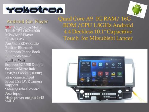 &#034;yokotron&#034; 10&#034; tft  android 4.4 car radio dvd audio mitsubishi lancer 08 09 gps