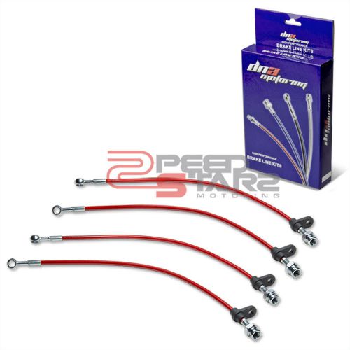 Honda/acura dc5/ep3/zf1/cu2 red pvc stainless hose brake lines/cable front+rear