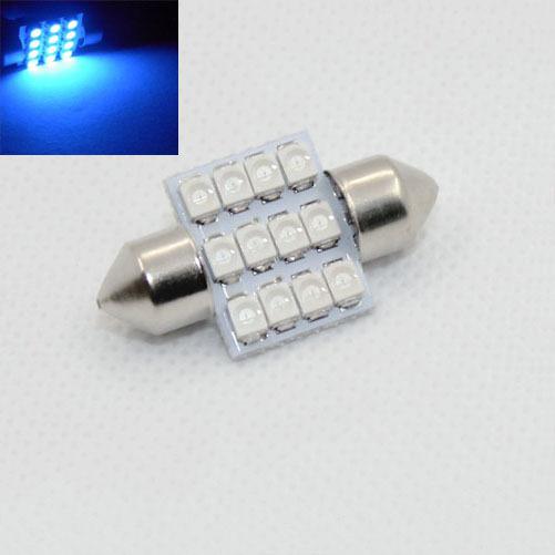 1.25"  31mm 12 smd 3528 led blue lights festoon dome bulb de3175 de3021 de3022