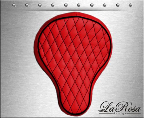 16&#034; larosa red leather basick diamond stitch harley chopper custom solo seat