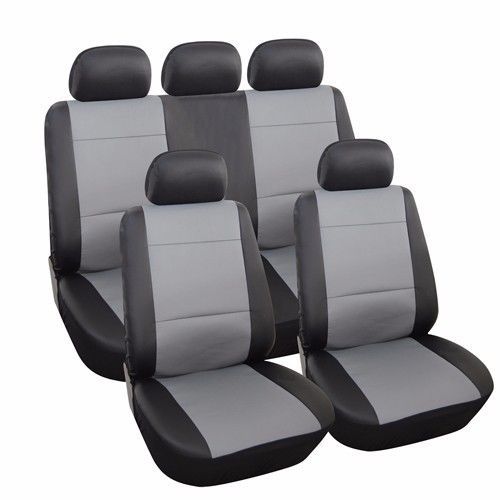 Universal black &amp; gray front &amp; back seat cover for car truck, minivan &amp; suv