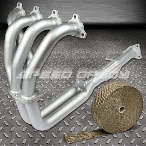 For prelude bb2 engine stainless ceramic exhaust pipe header+titanium heat wrap