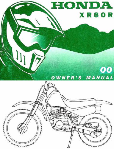 2000 honda xr80r motocross motorcycle owners manual -xr 80 r-honda xr80