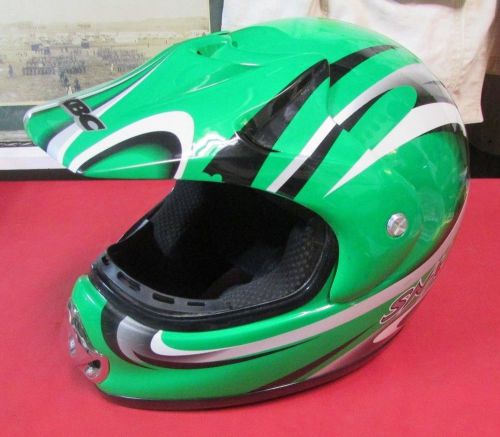 Kbc sn-x snowmobile / mx helmet large green/white snell m95 approved dot
