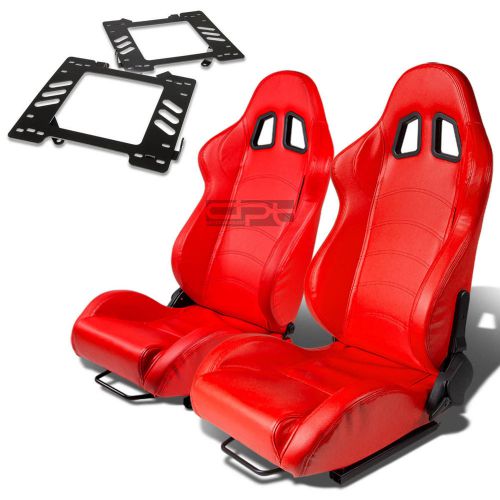 Type-1 racing seat red pvc leather+silder+for 99-04 mustang sn-95 bracket x2