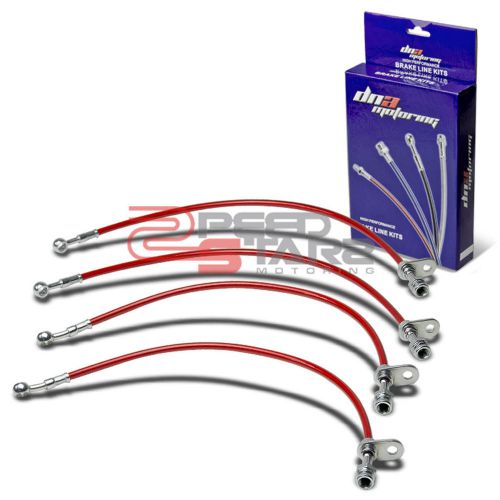 Stainless brake line/hose pvc coated 4pc for 97-01 honda prelude bb6 h22a4 red