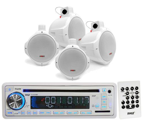 White marine 6.5&#034; wakeboard 2way speakers, pyle usb sd cd aux am fm mp3 receiver