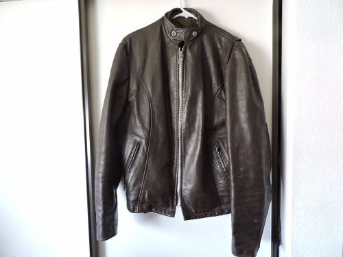 Vintage motorcycle riding leather jacket 42t brown