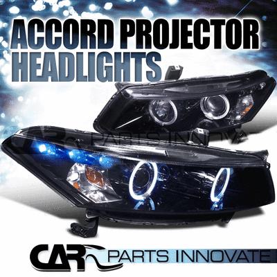 Glossy piano black honda 08-12 accord 2dr coupe tinted led projector headlights