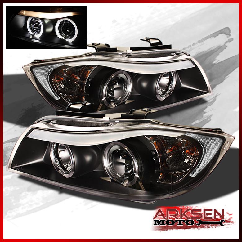 06-08 bmw e90 3-series 4 door sedan black halo projector headlights lamp set