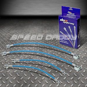 Front+rear stainless hose brake line/cable for 96-00 honda civic em1/ej blue