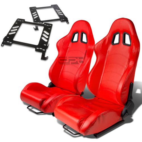 Type-1 racing seat red pvc+silder/rail+for 02-07 subaru wrx/sti gd/gg bracket x2