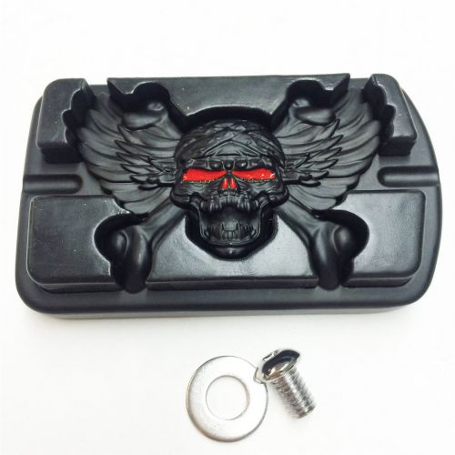 Wing skull zombie emblem black for harley touring softail brake pedal large pad