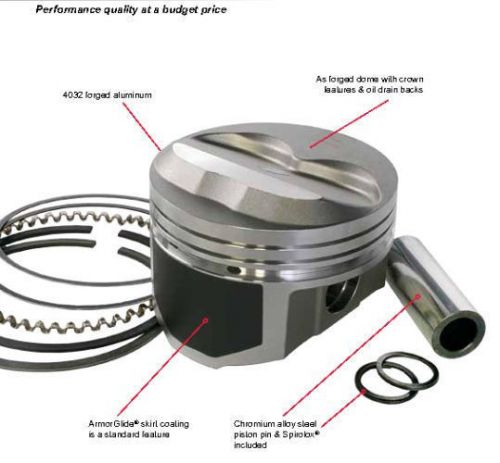 Wiseco pro tru forged bbc 396/427/454/502/8.1 pistons w/rings, pins, &amp; spirolox