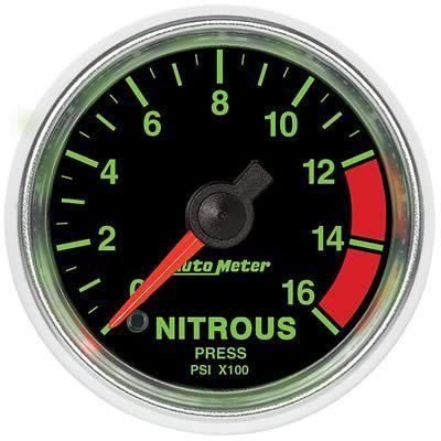 Autometer gs electrical nitrous pressure gauge 2 1/16" dia black face 3874