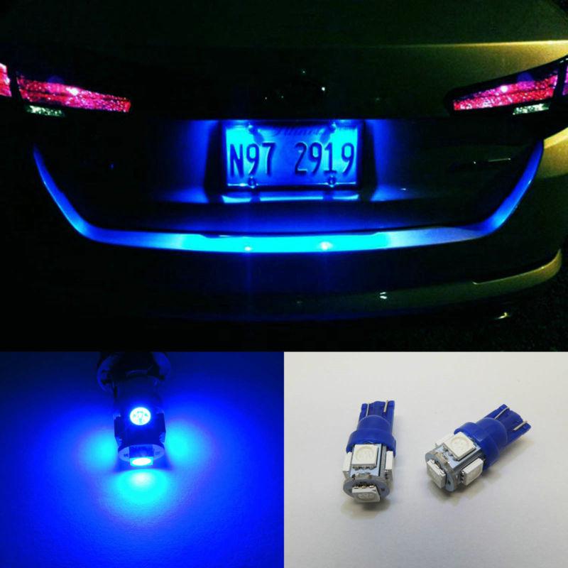 2x blue license plate tag led lights bulbs t10 158 161 168 194 921 2825 w5w b3