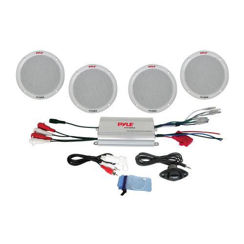 Pyle 4-channel waterproof mp3/ipod amplified 6.5&#034; marine speaker  mfg# plmrkt4a