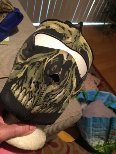 Zan headgear full face cold weather riding mask neoprene green zombie skull nwot