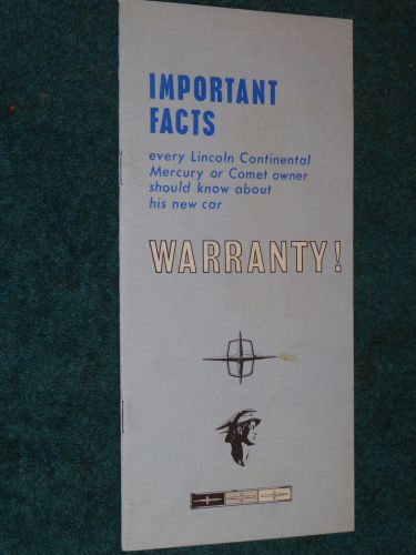 1965 lincoln owner&#039;s manual warranty facts booklet / original