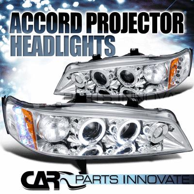 Honda 94-97 accord 2/4dr led halo projector headlights lamp chrome