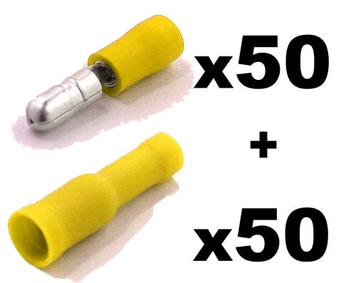 100 yellow bullet connector insulated crimp terminals for electrical &amp; wiring