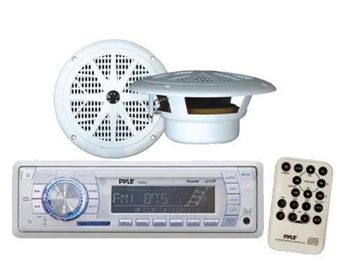 New plmr18 indash marine boat mp3 usb aux radio player w/pair pyle 6.5&#034; speakers