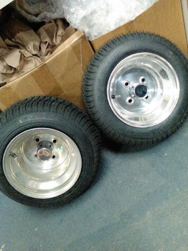 Douglas polised aluminum 12&#034; skinny/wide wheel set w new tires