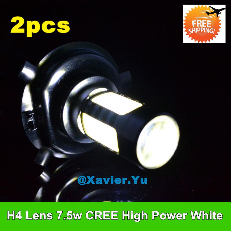 Super bright h4 7.5w car led bulb fog lamp driving light with lens 10-24v 2pcs a