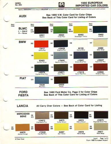 1980 import car paint chips bmw fiat mercedes benz porsche datsun mazda toyota